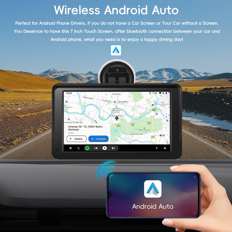 7” Universal Wireless CarPlay & Android Auto Screen