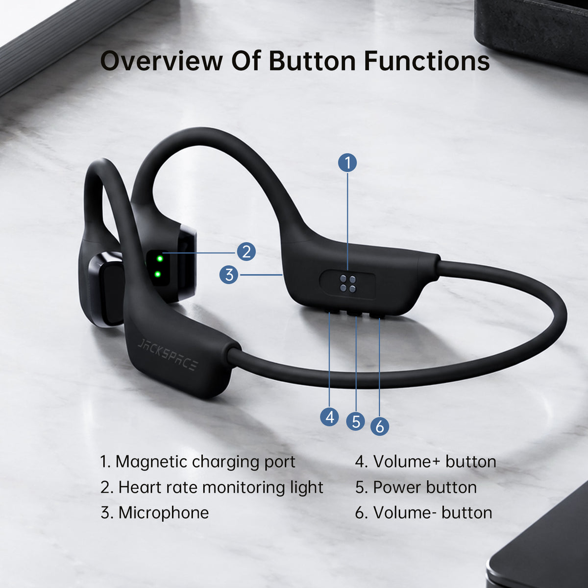 Jackspace H60 Plus Bone-Conduction Wireless Headphones