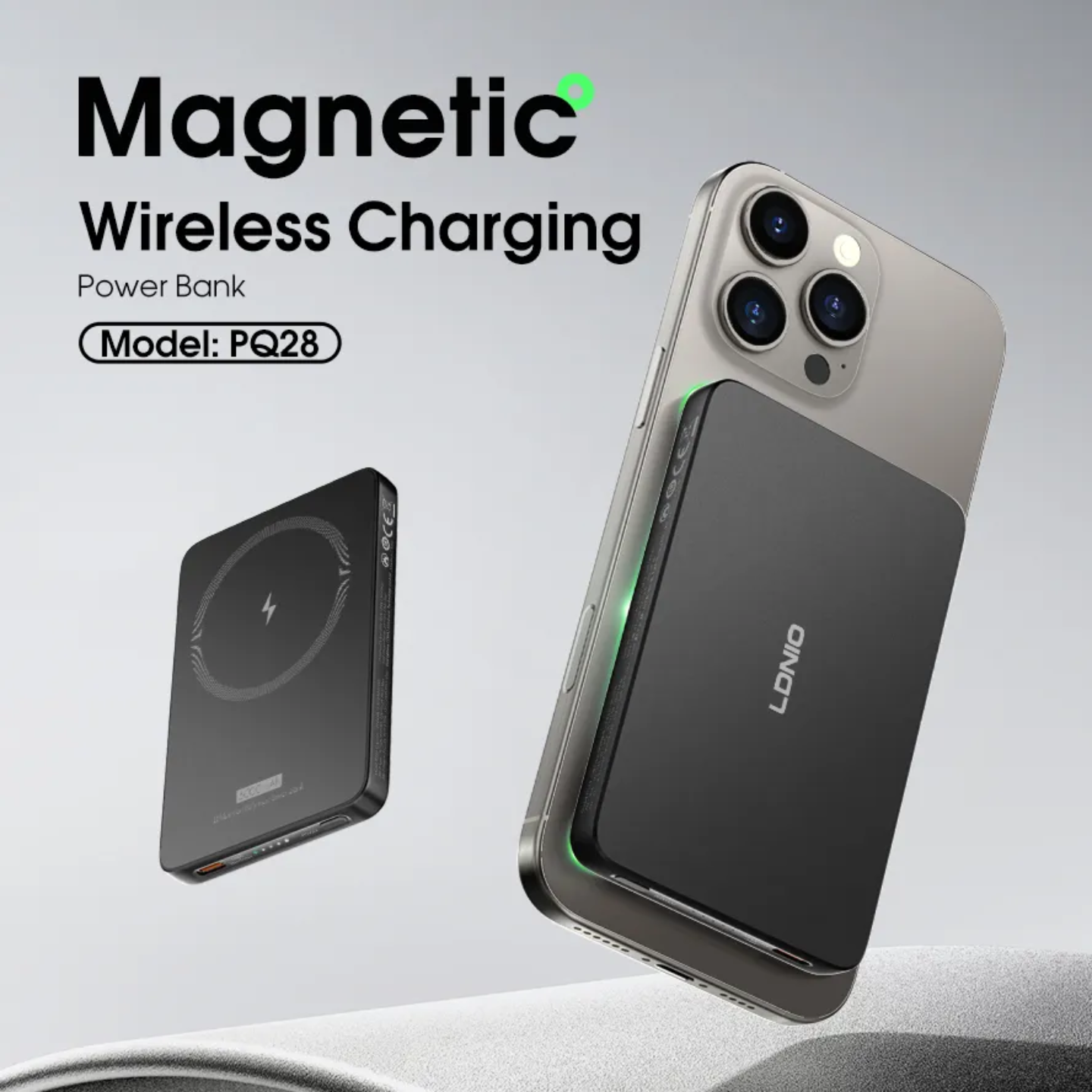 LDNIO 5000mAh Magnetic Wireless Power Bank | MagSafe Compatible | 20W USB-C Fast Charge