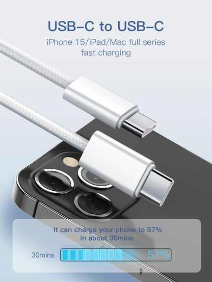 LDNIO 65W USB-C to USB-C Fast Charging Cable | Premium Braided Nylon