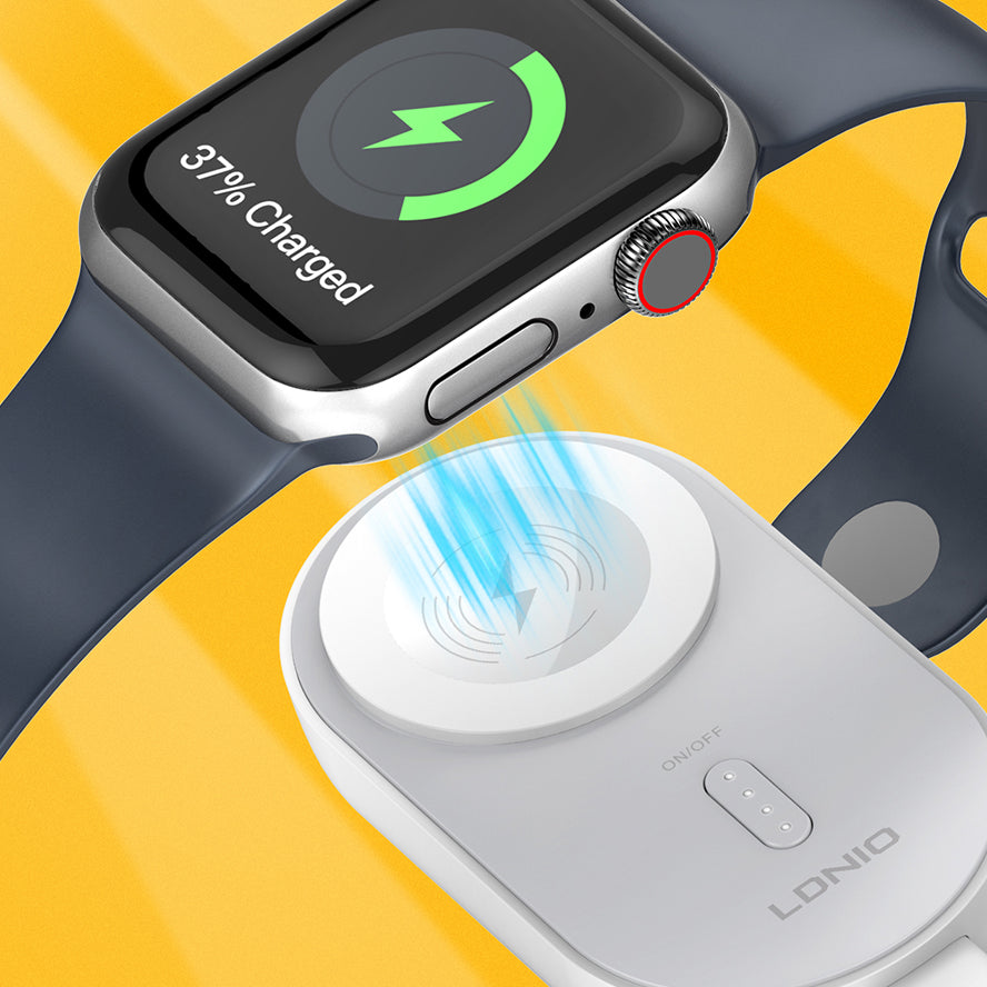 LDNIO Portable Apple Watch Power Bank | 1200mAh | Magnetic Wireless Charger | Type-C Rechargeable