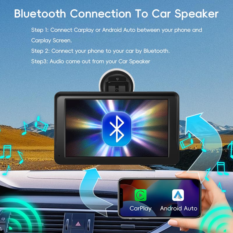 7” Universal Wireless CarPlay & Android Auto Screen