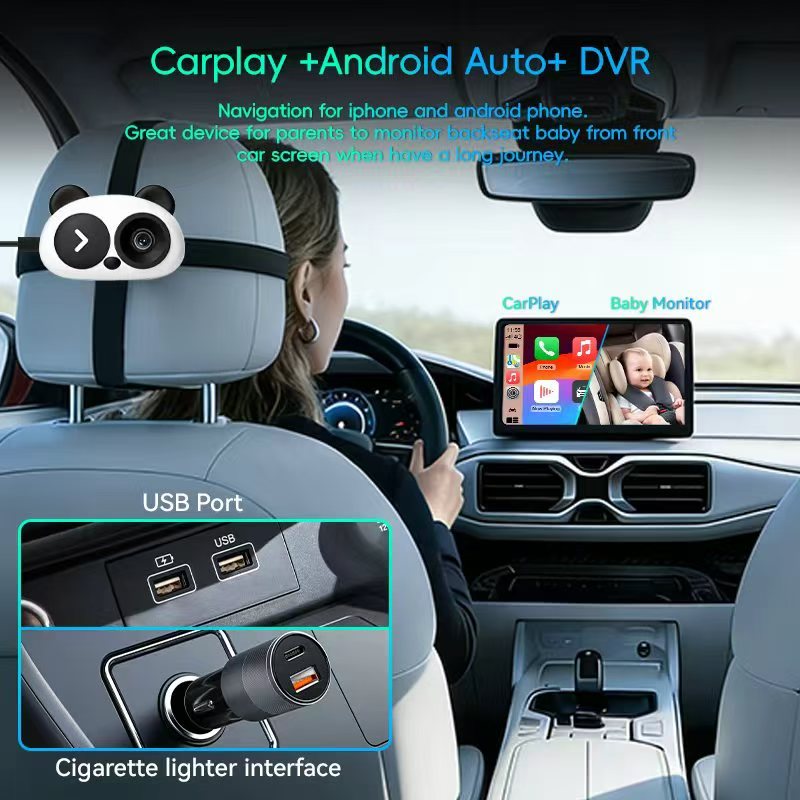 Panda Baby Monitor — CarPlay & Android Auto Adapter | Wi-Fi 6 | Split Screen | Plug-and-Play