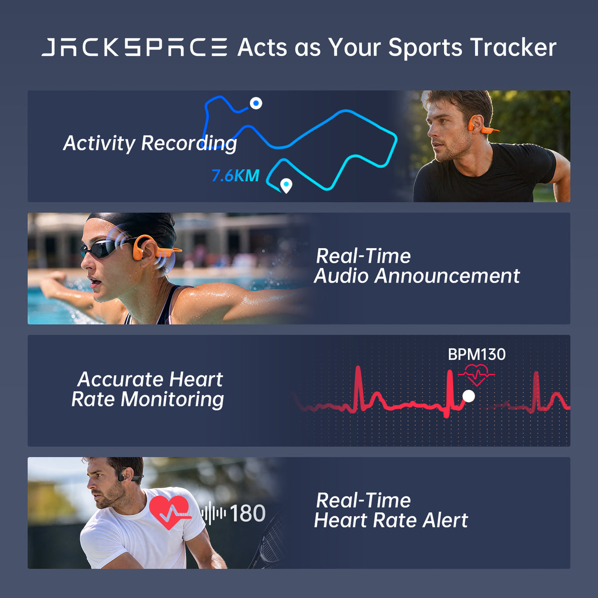 Jackspace H60 Plus Bone-Conduction Wireless Headphones